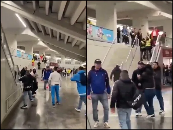 «Fuera, fuera»: Son las palabras de la gente para detener la riña entre hinchas de la selección Colombia