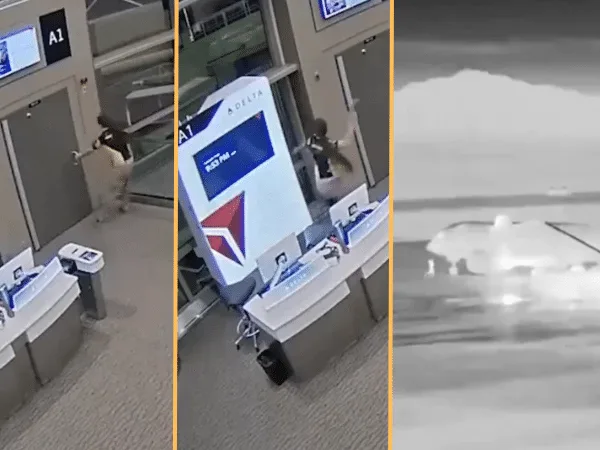 Un video muestra cómo el hombre de 30 años abre desesperadamente una de las puertas de embarque y sale corriendo a un avión que iba a despegar.