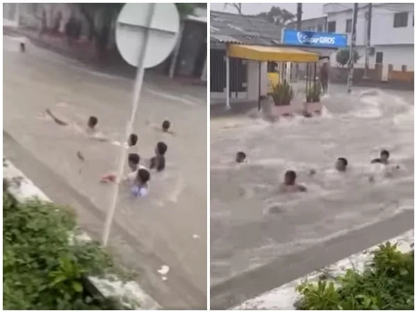 En Barranquilla: mientras unos luchan por salvar su vida, otros la arriesgan jugando en los arroyos