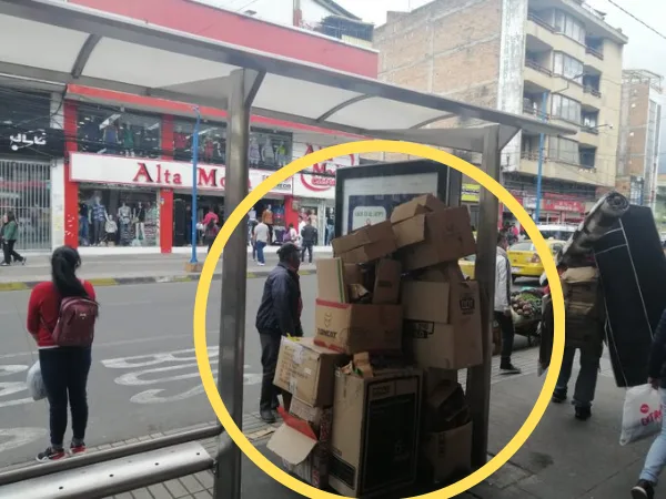 Denuncian mal uso de paradero de bus de la calle 17 de Pasto