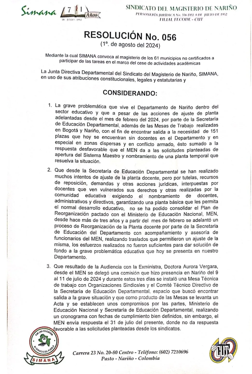 Nariño y SIMANA