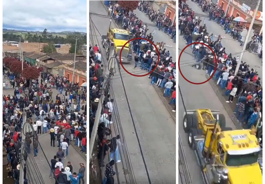 El camión iba compitiendo y alcanzó a tumbar al hombre en la vía, en Cumbal Nariño