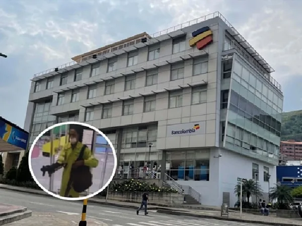 Sede de Bancolombia que fue asaltada por delincuentes.