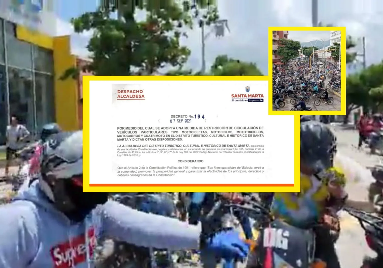 "¿Piensan acabar con nuestra trabajo?": Mototaxistas de Santa Marta protestaron contra prohibición de parrillero hombre