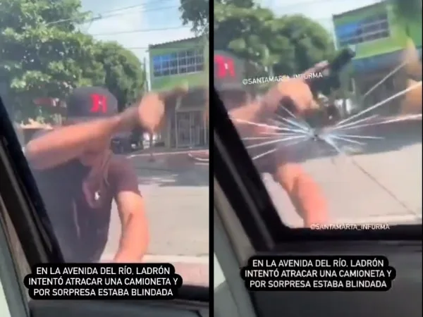 Delincuente golpeó la ventana y disparó a camioneta al no poder robar a los ocupantes: el carro era blindado
