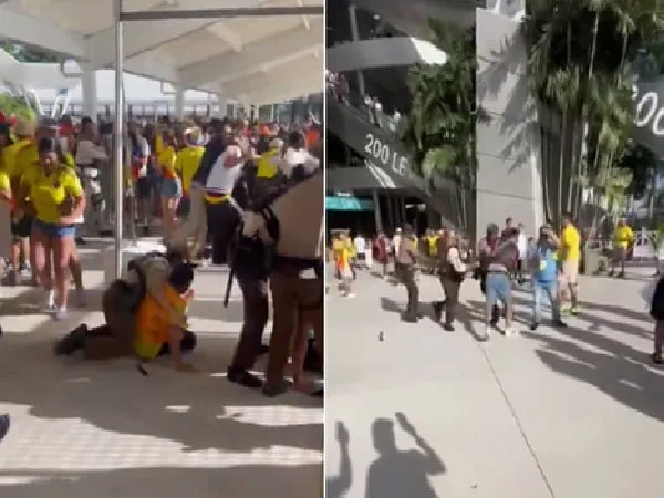 Hinchas a las afueras del estadio Hard Rock de Miami.