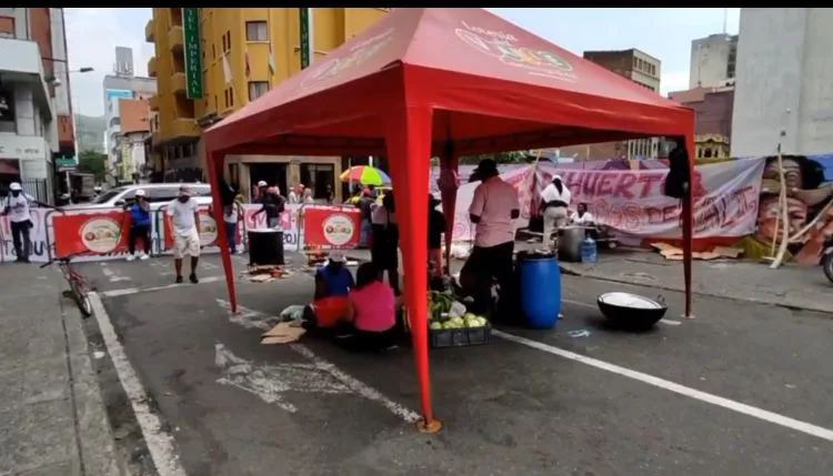 Cientos de personas protestan en el centro de Cali, denuncian crisis por desalojos de predios