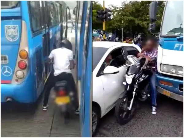 Jugando con la vida por afán: 'sandwich' e imprudencias de motorizados que pudieron terminar en tragedia en Cali