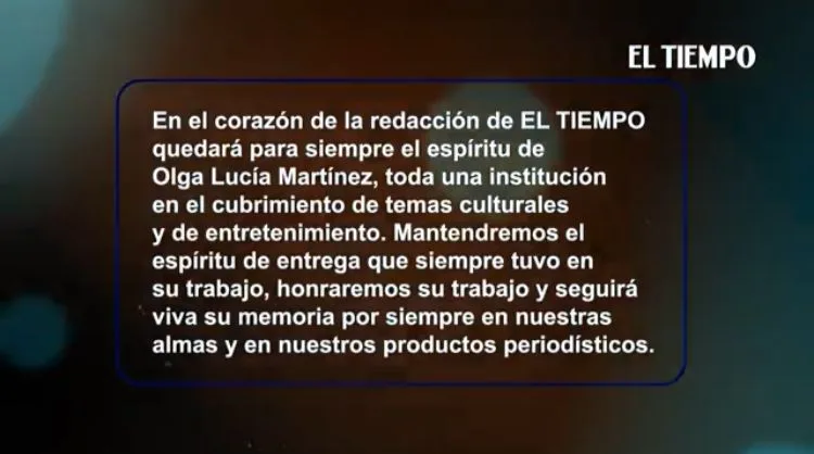 "Es una pérdida grande": artistas lamentan el fallecimiento de la periodista vallecaucana Olga Martínez