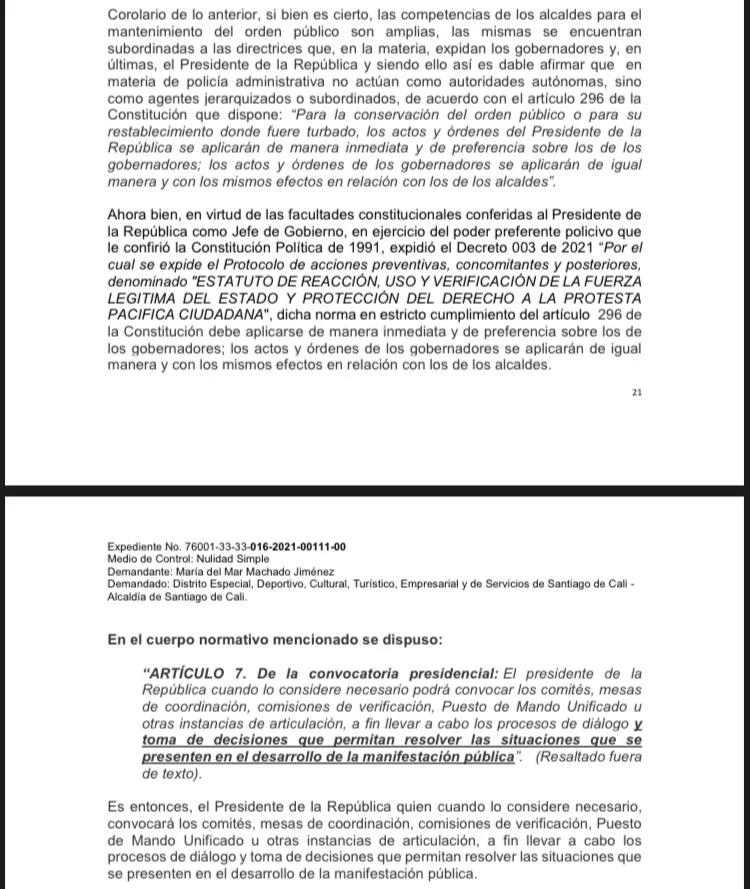 decreto resistencias Cali diálogos
