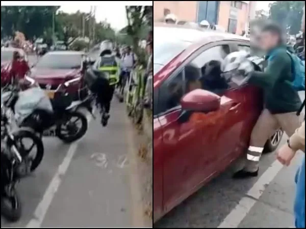 Con piedras y cascos golpeaban el carro: acusaban al conductor chocar con una moto y arrollar a otra "por volarse"