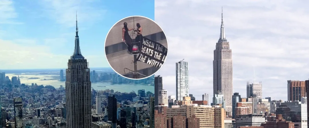 Pareja escaló el Empire State Building durante la arriesgada maniobra