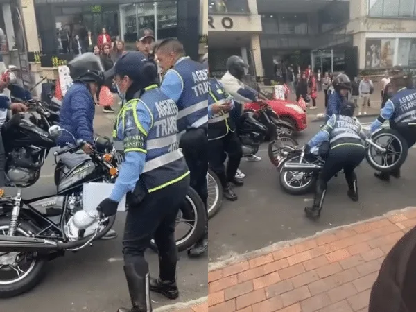 Altercado entre ciudadanos y agentes de Tránsito en Pasto. Foto: pantallazo video.