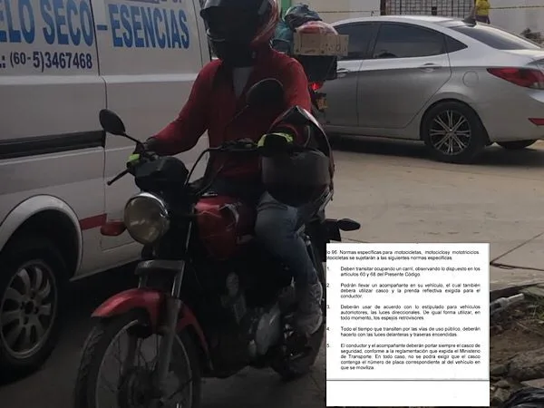 números de la placa en la moto