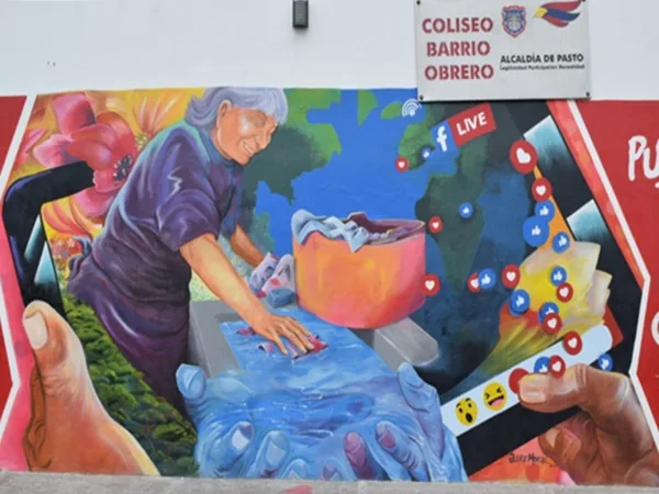 Con mural rindieron homenaje a las lavanderas del barrio Obrero de Pasto