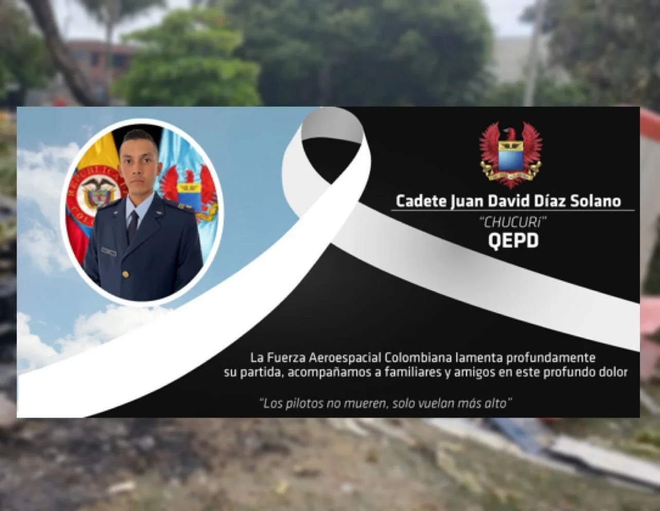 Murió Juan David, el cadete accidentado en la aeronave en Cali