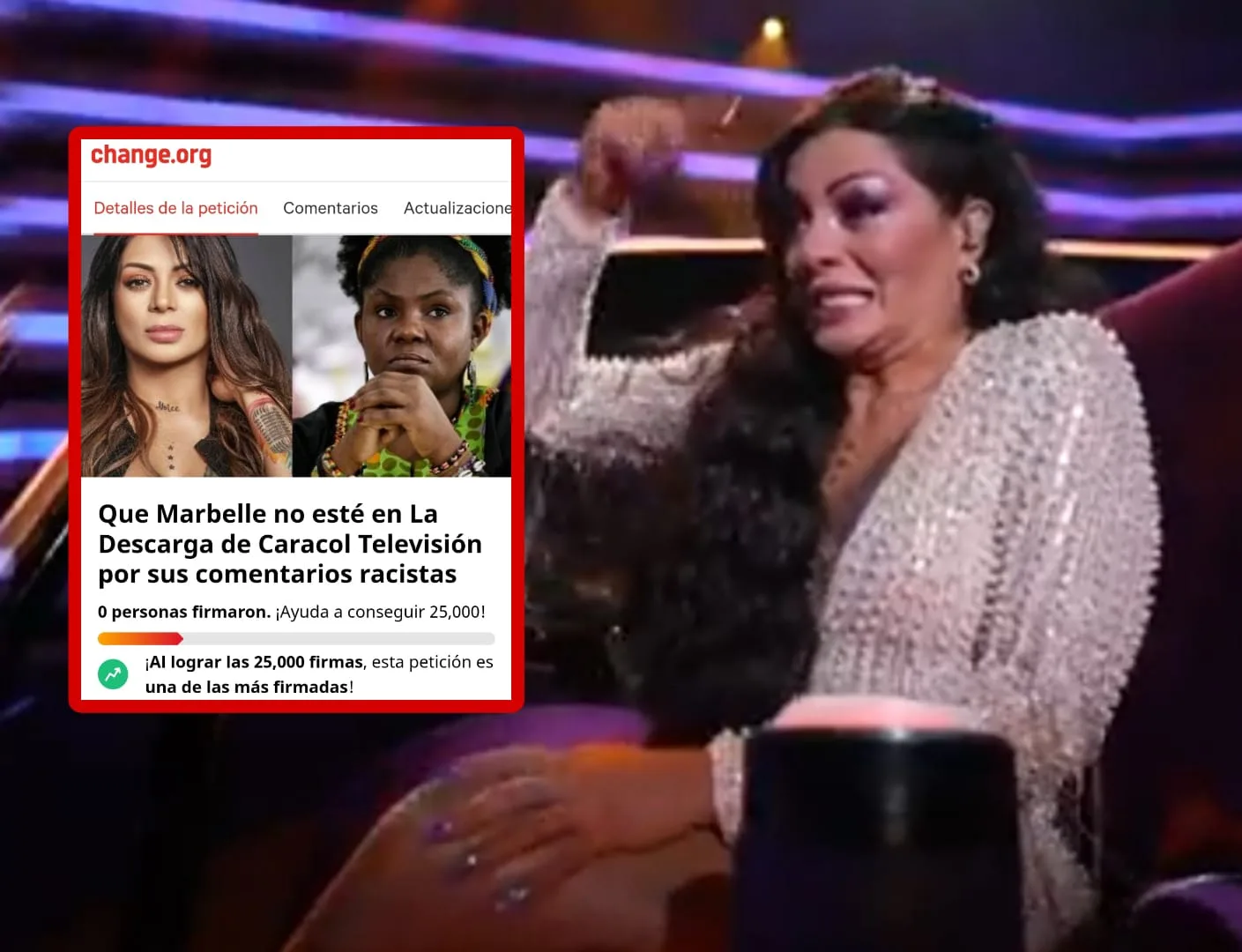Firma para que Marbelle no siga en reality de Caracol va en 23.000 faltan 2.000 y Defensor del Televidente podría "meter la mano"