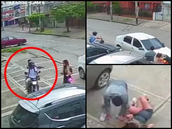 La arrastraron, golpearon y hasta el carro que la llevaba terminó arrollándola, otro robo de motorizados en Cali