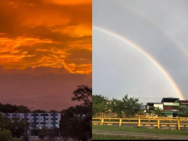 Cali, un espectáculo de naturaleza en menos de una hora: arcoíris dobles y un atardecer inolvidable