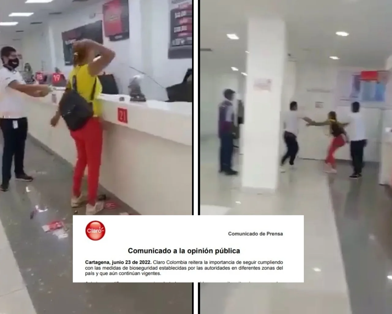 Claro mujer destrozos Cartagena