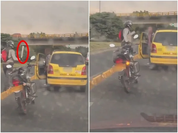 Discusión con machete en mano entre motociclista y taxista en Cali, según reportes "porque casi se chocan"