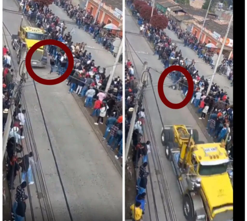 El hombre arrollado por el camión. Foto: captura vídeo ciudadano. 