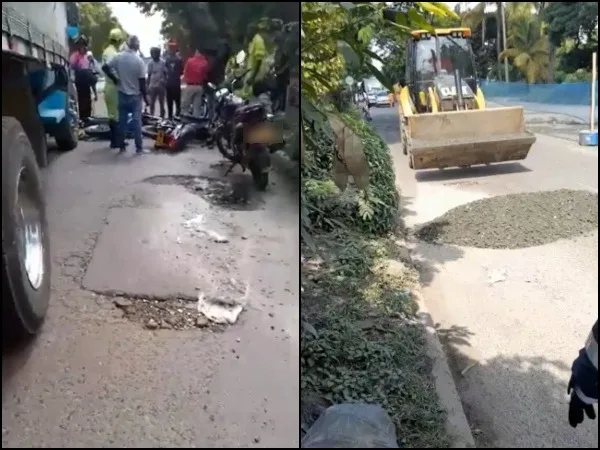Motociclistas se accidentaron tratando de esquivar varios huecos "y al ratico llegaron a taparlos", denuncian en Cali