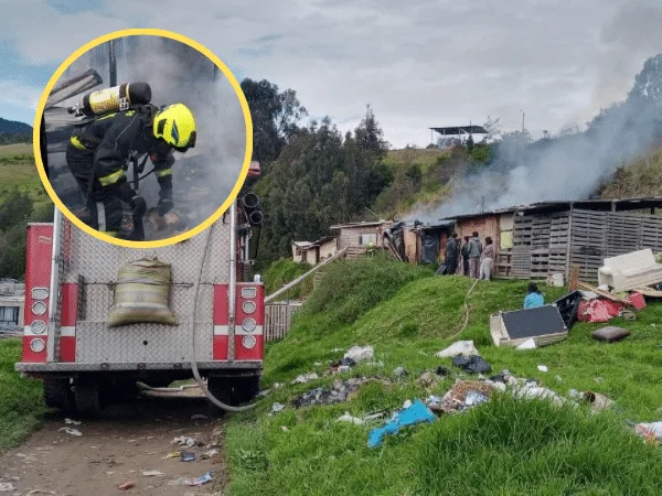 Incendio en el barrio Popular de Pasto. Foto: Bomberos de Pasto.