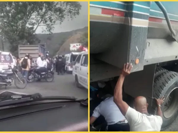 "Que lo saquen que está vivo", el angustioso rescate de un motorizado atrapado debajo de una volqueta en Yumbo