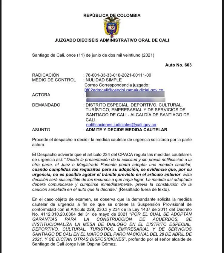 decreto resistencias Cali diálogos