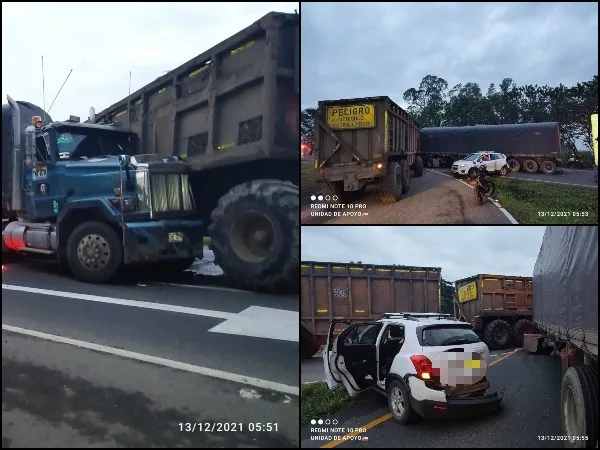 Camión, tren cañero y una camioneta chocaron violentamente entre El Cerrito y Guacarí, una persona falleció