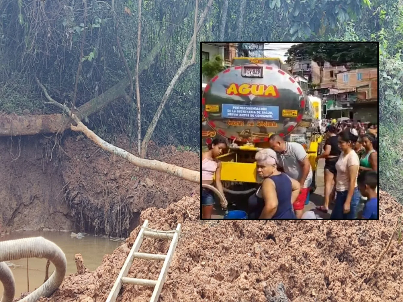 Sigue el lío con el agua en Siloé, lluvias provocaron daños y por dificultad del terreno trabajan de forma manual