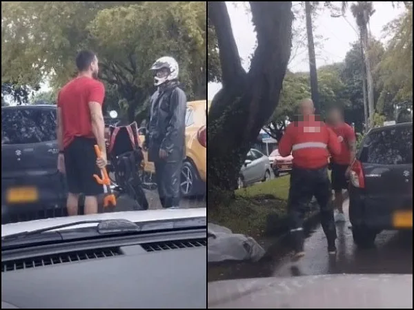 Pechearon, encararon y luego puños: motorizados y conductor de un carro se agarraron en Cali
