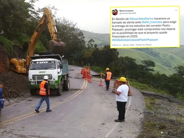 Desde Nariño exigieron al Gobierno la entrega de estudios de la vía Pasto- Popayán para que no quede desfinanciado