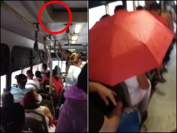 Le cobraron doble pasaje porque le "marcó la sombrilla" y le tocó abrirla por las goteras dentro del bus, en Barranquilla