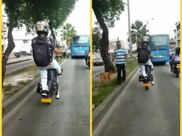 Otro motorizado grabado haciendo 'caballito' en carril del MIO: "Los agarra Tránsito y lloran", dicen en redes