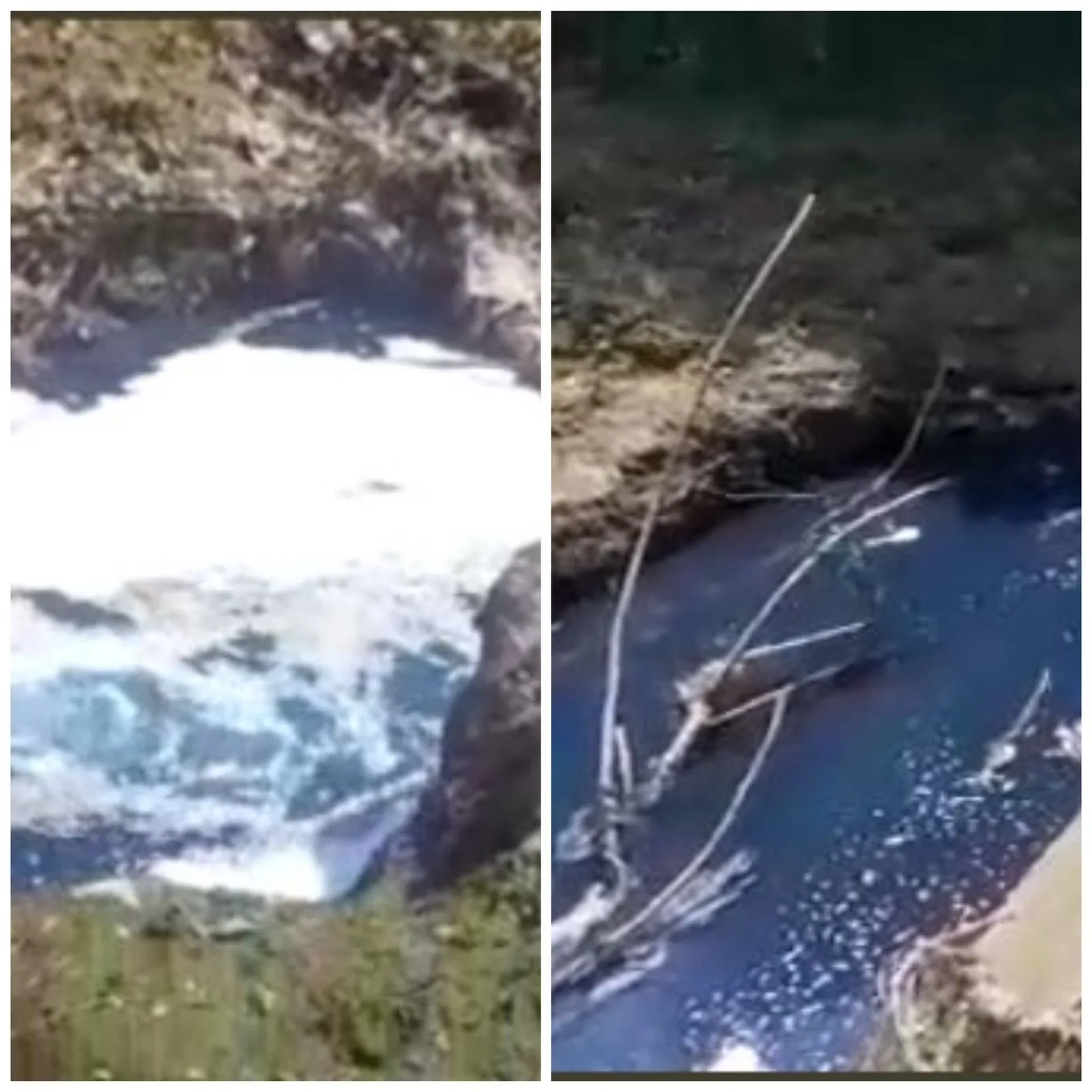 canal de Acopi con espuma contaminado