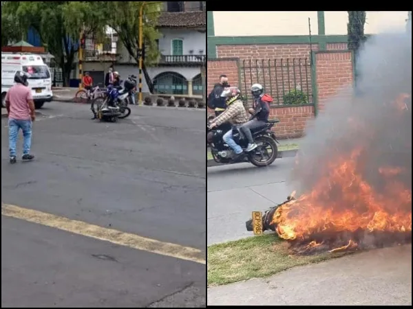 Día sin moto y carro en Pasto pero ya hay accidente, un vehículo quemado en medio de un hurto y operativos