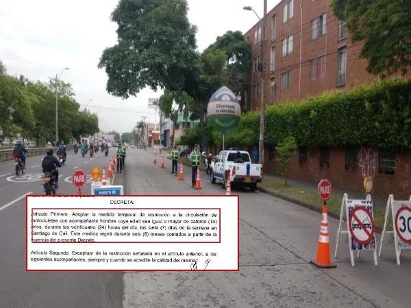 «Atentos motociclistas»: Nuevo decreto que prohíbe el parrillero hombre, en Cali