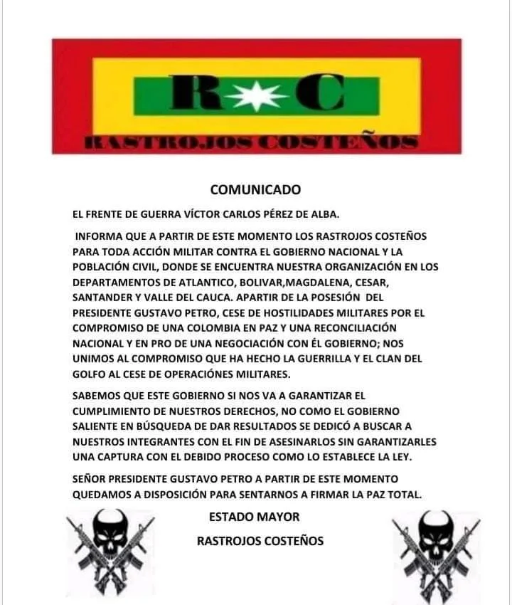 banda delictiva Barranquilla RASTROJOS COSTEÑOS