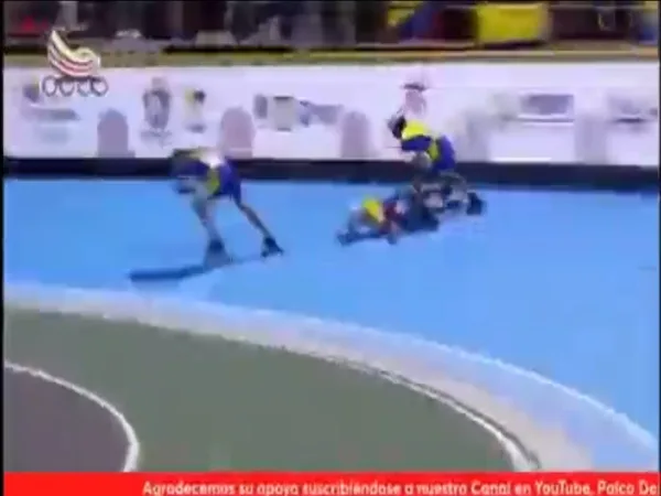 Colombiano y ecuatoriano que terminaron 'manoteando' se fueron al suelo en el Mundial de Patinaje de Ibagué