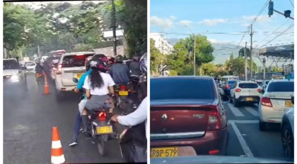Protesta en Portada al Mar en Cali y semáforos dañados, generan congestión este martes