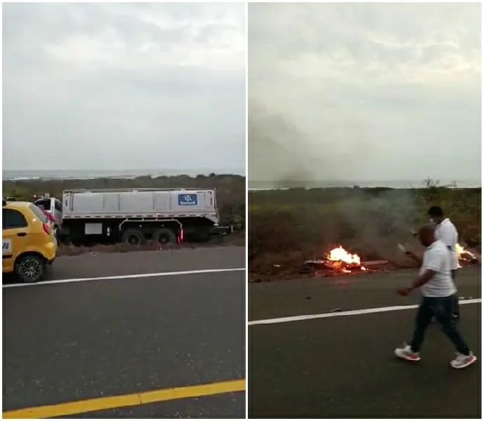 Quemada quedó la moto tras accidente entre Barranquilla y Ciénaga: dos personas murieron al chocar con camión cisterna