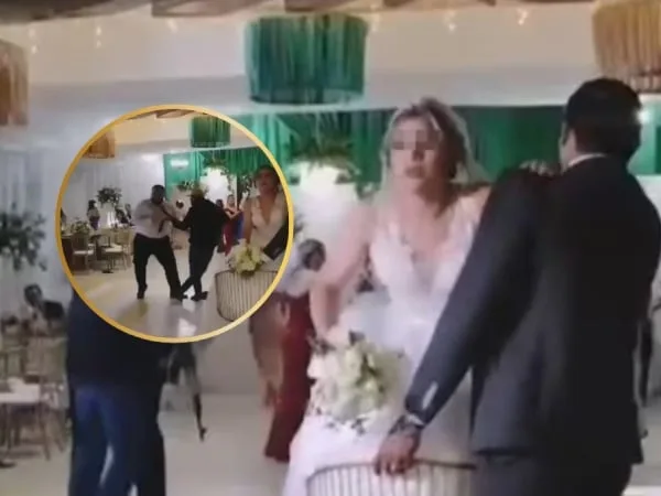 La novia iba a lanzar el ramo cuando hombres armados irrumpieron: videos revelan el horror en su rostro