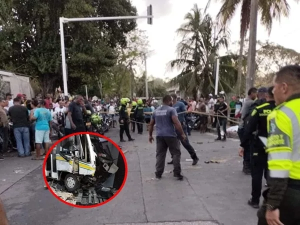 El conductor del bus, al parecer, tras percatarse que venía sin frenos, empezó a pitar para que se apartaran de la vía.