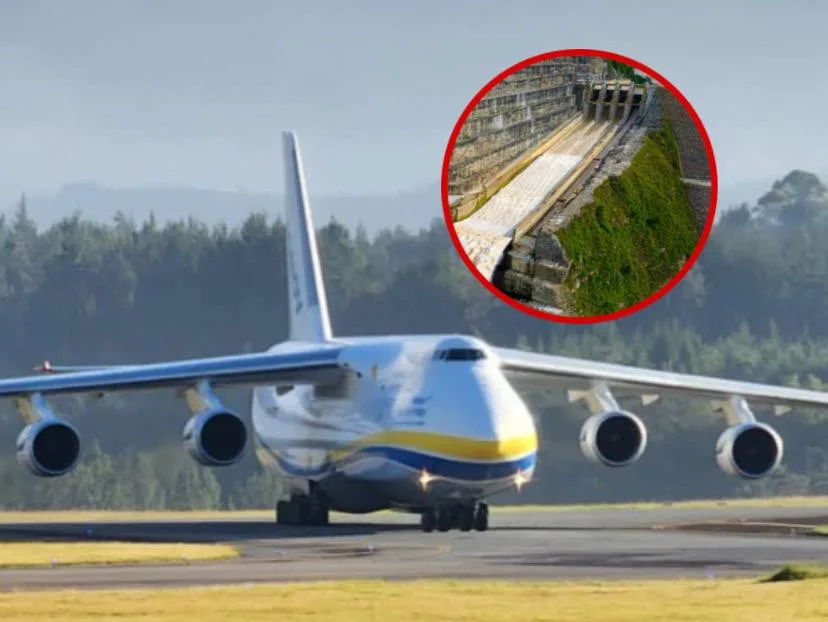 Uno de los aviones más granes del mundo aterrizó en Medellín, trajo una compuerta para Hidroituango