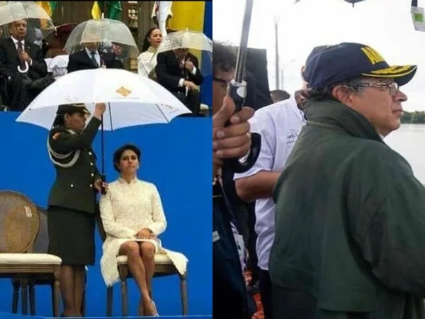 No perdonan una: críticas al presidente Petro porque 'alguien' le sostuvo el paraguas, lo comparan con la ex primera dama