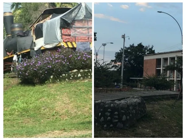 Locomotora de la estación del ferrocarril en Cali