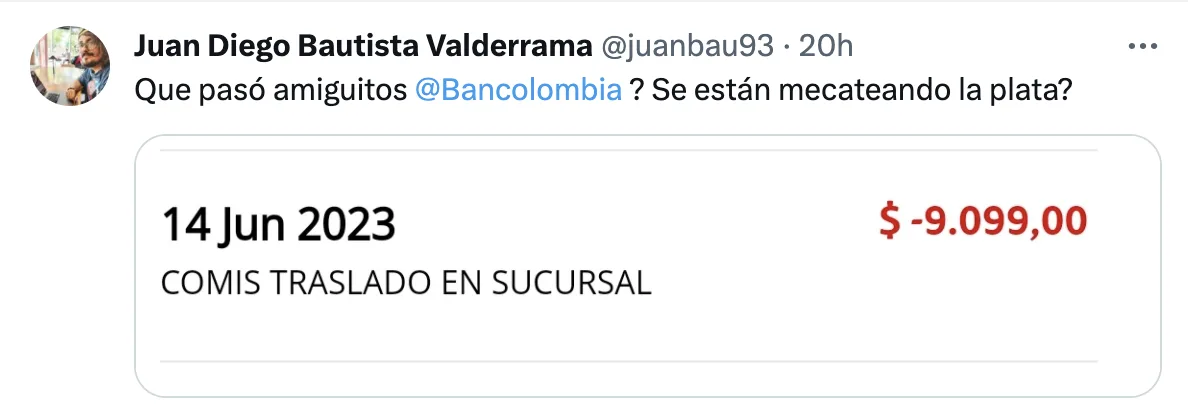 Bancolombia respondió a sus clientes, sobre cobro "Comis traslado sucursal"