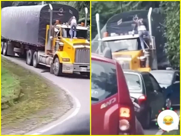 “Baje a esa p$%&*”: mujer se subió a una tractomula en movimiento y pateando los vidrios exigía respuestas